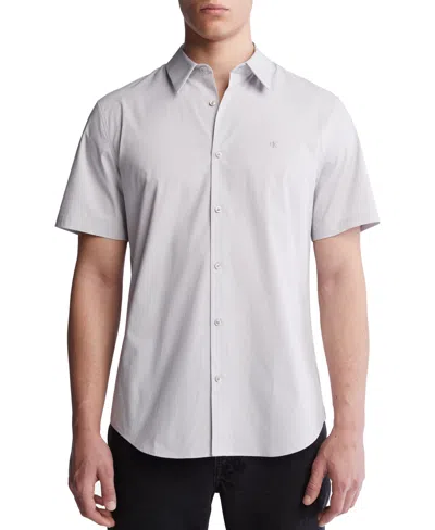 Calvin Klein Men's Slim-fit Stretch Stripe Button-down Shirt In Drizzle