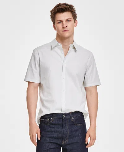 Calvin Klein Men's Slim-fit Stretch Stripe Button-down Shirt In Icicle
