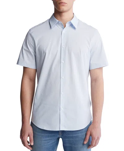 Calvin Klein Men's Slim-fit Stretch Stripe Button-down Shirt In Skywriting