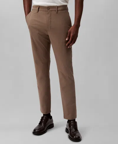 Calvin Klein Men's Slim-fit Stretch Wrinkle-resistant Tech Pants In Brown