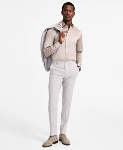 Calvin Klein Men's Slim Fit Linen Suit Pant In Grey