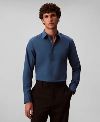 Calvin Klein Stretch Slim Shirt In Blue