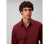 Calvin Klein Men's Slim Fit Supima Stretch Long Sleeve Button-front Shirt In Burgundy