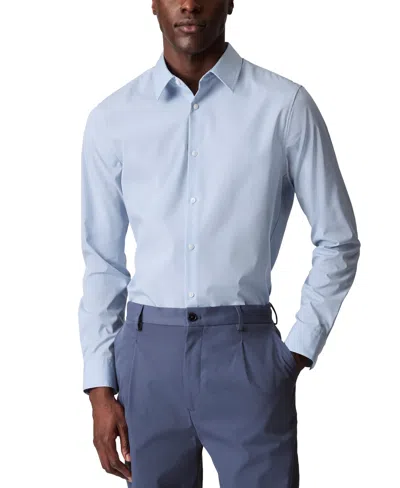 Calvin Klein Men's Slim Fit Supima Stretch Long Sleeve Button-front Shirt In Niagara Mist