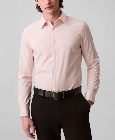 Calvin Klein Men's Slim Fit Supima Stretch Long Sleeve Button-front Shirt In Pink