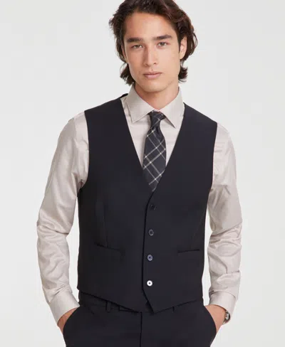 Calvin Klein Men's Slim-fit Wool Blend Infinite Stretch Suit Vest In Black
