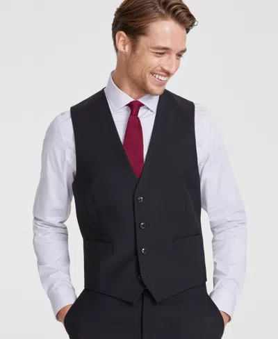 Calvin Klein Men's Slim-fit Wool Blend Infinite Stretch Suit Vest In Charcoal