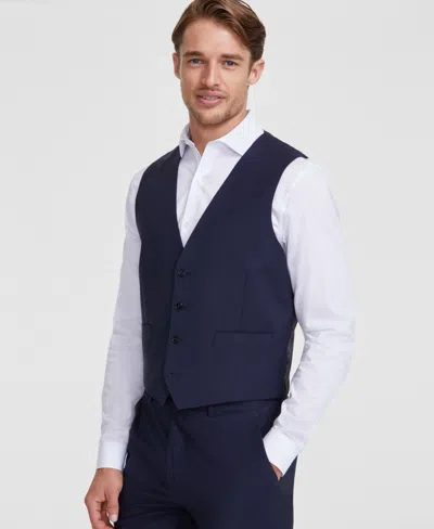 Calvin Klein Men's Slim-fit Wool Blend Infinite Stretch Suit Vest In Navy