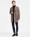 Calvin Klein Men's Slim-fit Wool Blend Overcoat In Brown