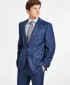 Shop Calvin Klein Men's Slim-fit Wool-blend Stretch Suit Jackets In Blue Neat Pattern