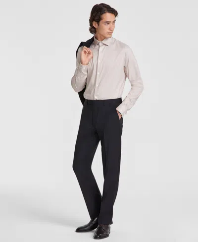 Calvin Klein Men's Slim-fit Wool-blend Stretch Suit Pants In Black