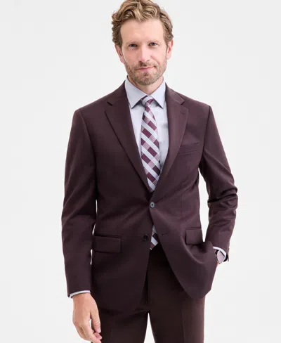 Calvin Klein Men's Slim-fit Wool-blend Suit Jacket In Burgundy