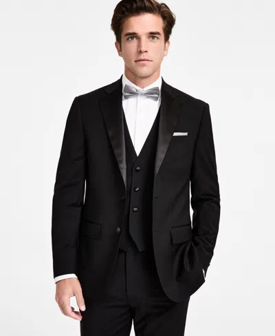 Calvin Klein Men's Slim-fit Wool-blend Tuxedo Jacket In Black