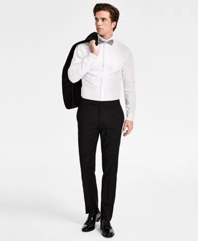 Calvin Klein Men's Slim-fit Wool-blend Tuxedo Pants In Black