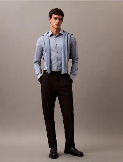 Calvin Klein Men's Slim Stretch Button-down Shirt In Blue