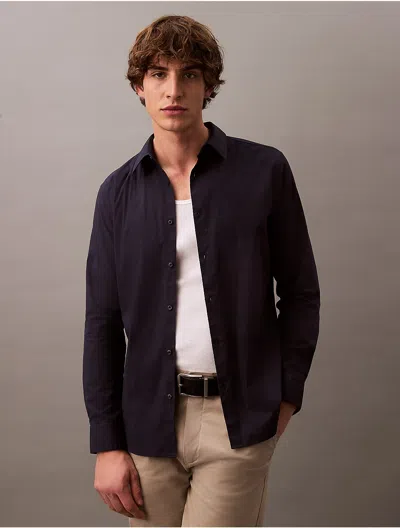 Calvin Klein Men's Slim Stretch Button-down Shirt In Blue