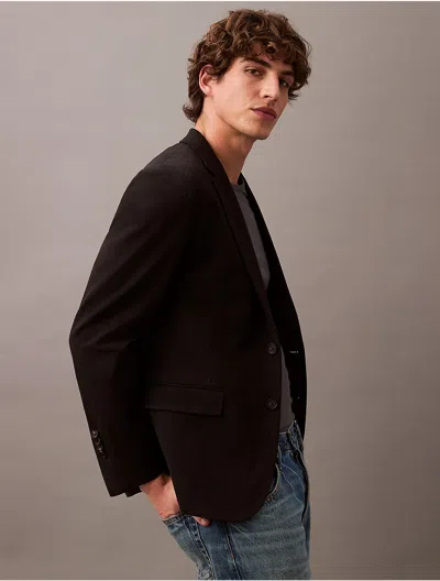 Calvin Klein Men's Slim Wool Gabardine Blazer In Charcoal Heather