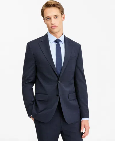 Calvin Klein Men's Slim-fit Wool-blend Plaid Suit Jacket In Blue