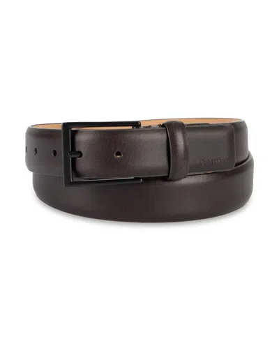 Calvin Klein Men's Smooth And Saffiano Leather Dress Belt In Brown