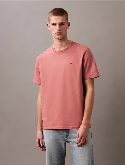 Calvin Klein Men's Smooth Cotton Monogram Logo T-shirt In Light Mahogany