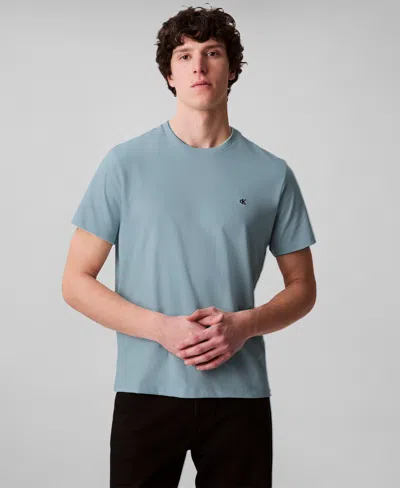 Calvin Klein Men's Smooth Cotton Solid Crewneck T-shirt In Blue