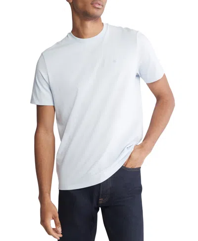 Calvin Klein Men's Smooth Cotton Solid Crewneck T-shirt In Artic Blue