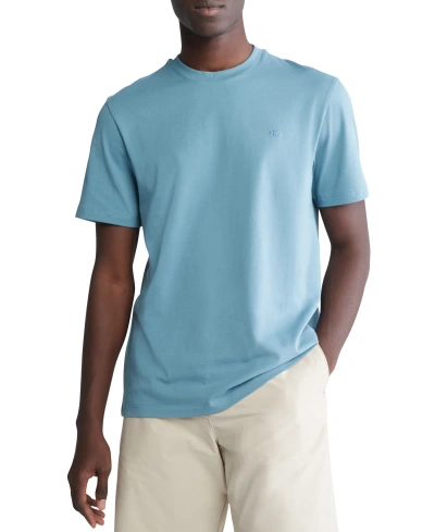 Calvin Klein Men's Smooth Cotton Solid Crewneck T-shirt In Blue Beam