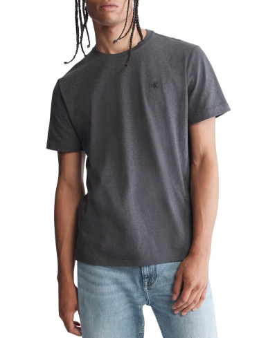 Calvin Klein Men's Smooth Cotton Solid Crewneck T-shirt In Gunmetal Heather