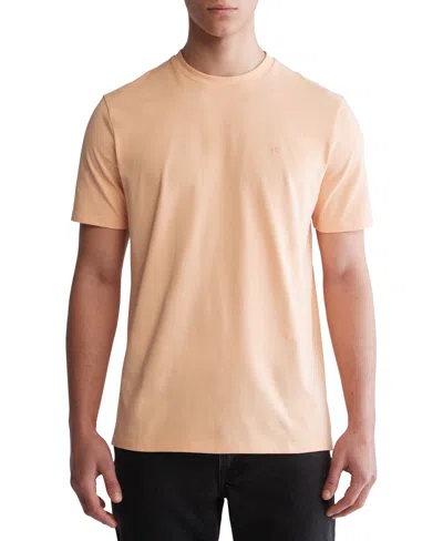 Calvin Klein Men's Smooth Cotton Solid Crewneck T-shirt In Peach Quartz