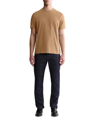Calvin Klein Men's Smooth Cotton Solid Crewneck T-shirt In Tobacco Brown