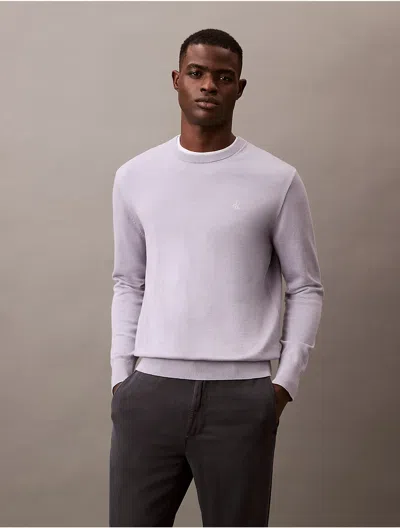 Calvin Klein Men's Smooth Cotton Sweater In Lilac Gray