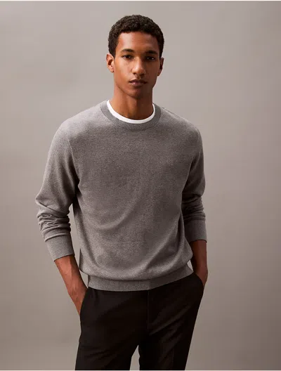 Calvin Klein Men's Smooth Cotton Sweater In Medium Grey Heather