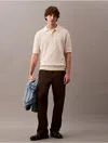 Calvin Klein Men's Smooth Cotton Waffle Classic Polo Shirt In Gray