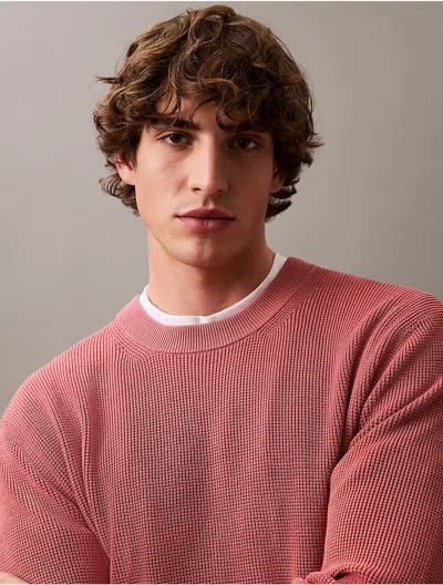 Calvin Klein Men's Smooth Cotton Waffle Henley Sweater
