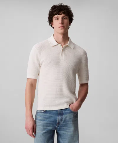 Calvin Klein Men's Smooth Cotton Waffle Polo Shirt In White