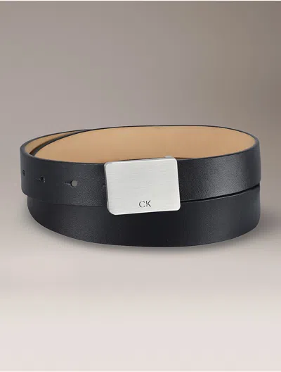 Calvin Klein Men's Smooth Plaque Belt In Black
