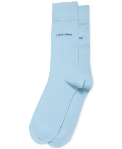 Calvin Klein Men's Socks, Giza Cotton Flat Knit Crew In Blue Multi
