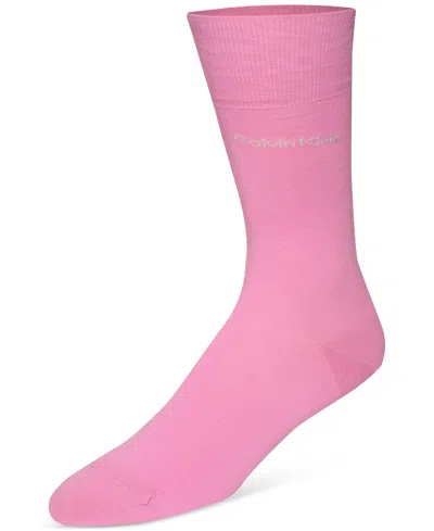 Calvin Klein Men's Socks, Giza Cotton Flat Knit Crew In Bright Pink