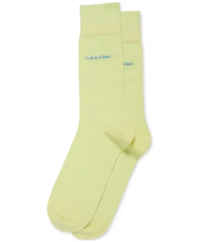 Calvin Klein Men's Socks, Giza Cotton Flat Knit Crew In Green