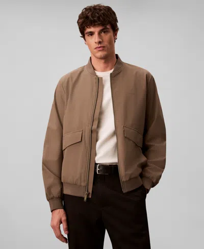 Calvin Klein Men's Soft Tech Classic-fit Bomber Jacket In Brown