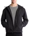 Calvin Klein Men's Softshell Zip-front Hooded Jacket In Black Beauty