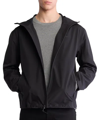 Calvin Klein Men's Softshell Zip-front Hooded Jacket In Black Beauty