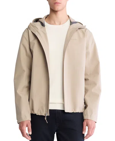 Calvin Klein Men's Softshell Zip-front Hooded Jacket In Crockery