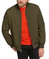 Calvin Klein Men's Solid-color Zipper Flight Jacket In Olive