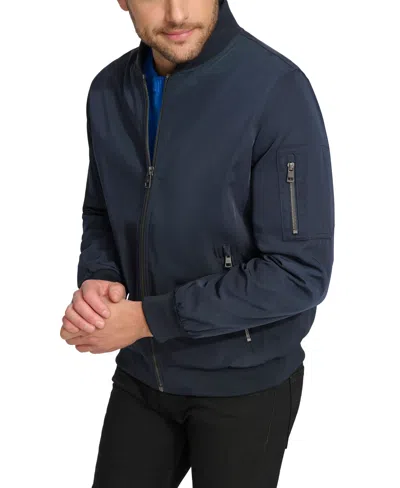 Calvin Klein Men's Solid-color Zipper Flight Jacket In True Navy