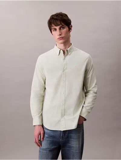 Calvin Klein Men's Solid Oxford Classic Button-down Shirt In Metallic