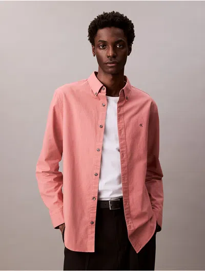 Calvin Klein Men's Solid Oxford Classic Button-down Shirt In Pink