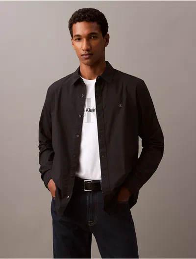 Calvin Klein Men's Solid Oxford Classic Button-down Shirt In Black Beauty
