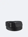 Calvin Klein Men's Solid Square Buckle Belt In Black / Aop
