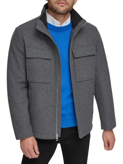 Calvin Klein Men's Solid Wool Blend Jacket In Charcoal